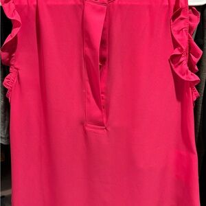 DKNY Vibrant Pink Ruffle Blouse
